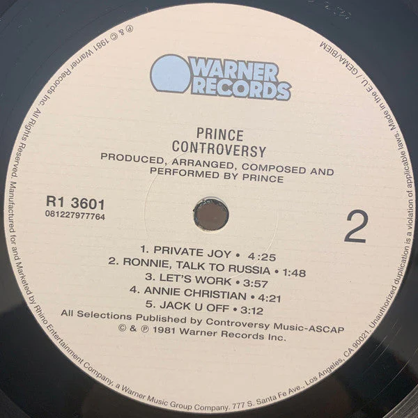 Controversy (OPENED-NEW) Vinyl Record - Image 5