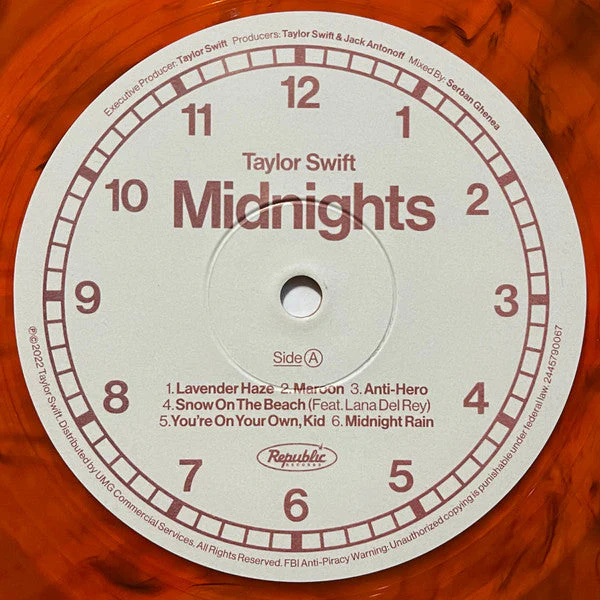 Taylor Swift Midnights Republic Records LP, Album, S/Edition, Blo  Vinyl Record - Image 4