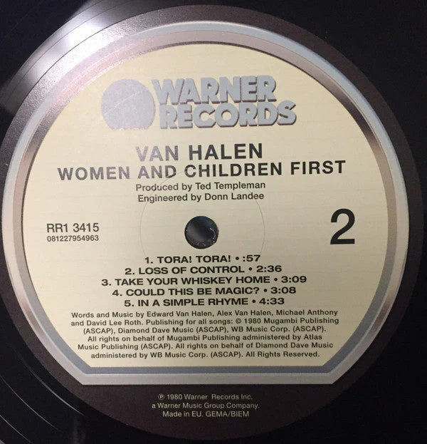 Van Halen Women And Children First Warner Records, Warner Records LP, Album, RE, RM  Vinyl Record - Image 4