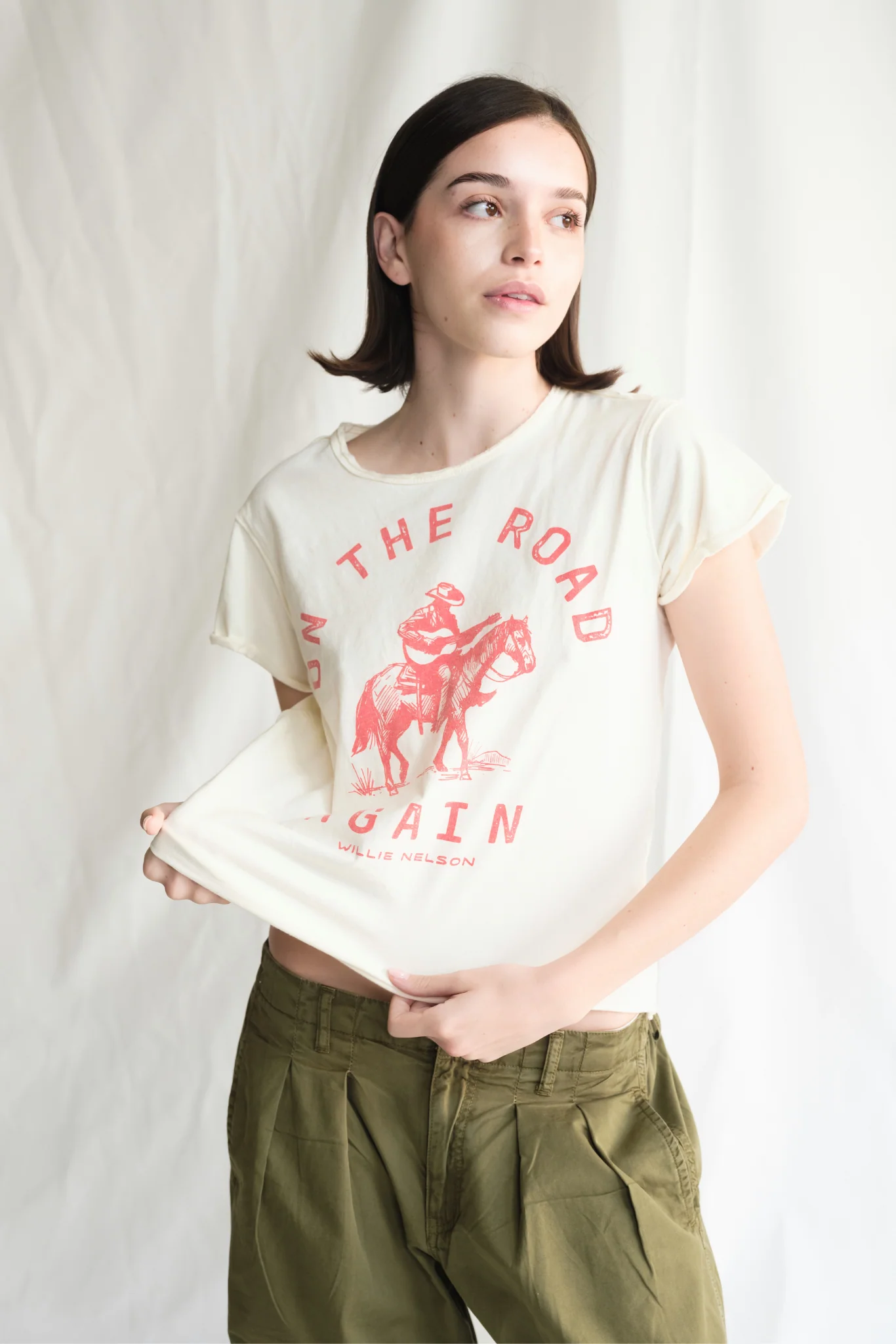 Willie Nelson On The Road Again Womens Tee Shirt - Image 3